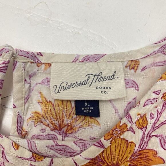 Universal Thread Blouse Womens XLarge Keyhole Neck Smocked Cuffs Floral Print - Picture 5 of 12